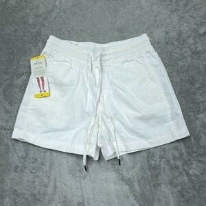 Orvis Womens White Linen Drawstring Elastic Waist Shorts Size S a1641